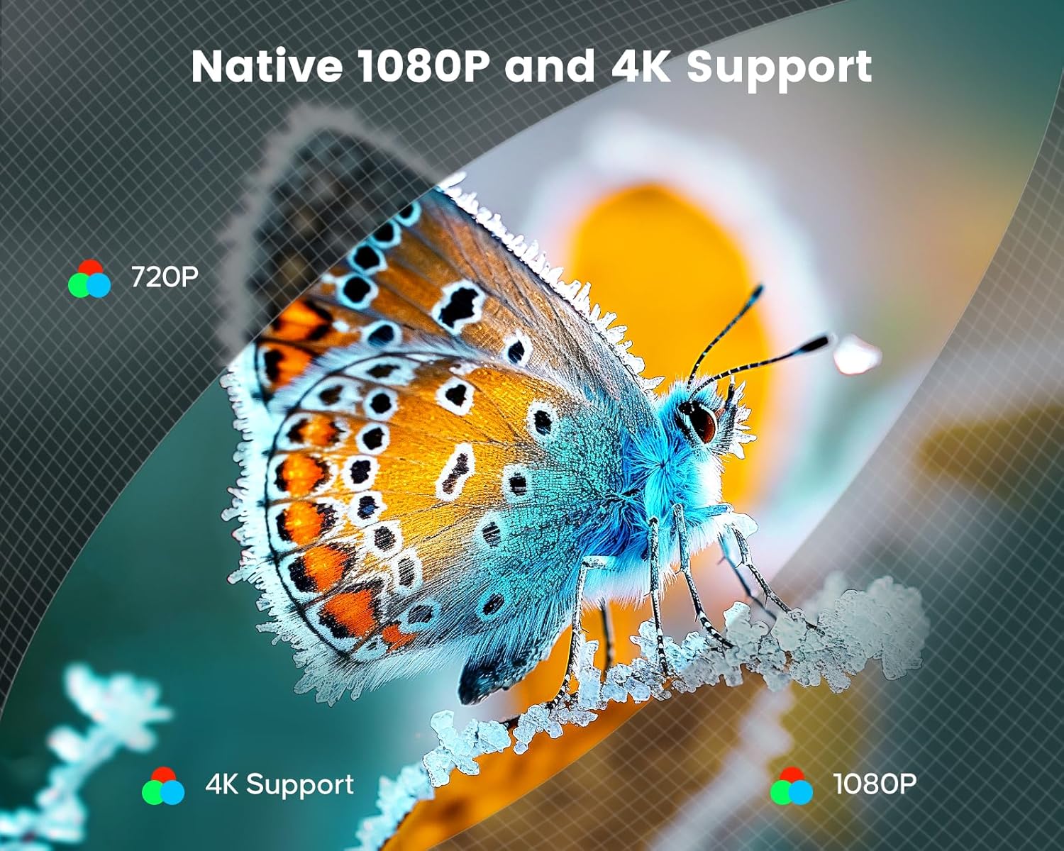 Mini Projector 4K Supported Portable Projector with Rotatable Auto Keystone Native 1080P 22000 Lumen Home Cinema Projector  WiFi6 Bluetooth Short Throw Outdoor Projector for iOS Android