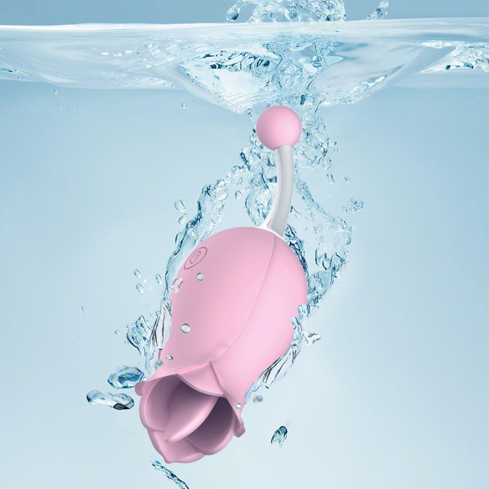 (Pink) Vibrator Female Pussy Clitoris Massager G-spot Stimulator Masturbator Couples Erotic Sex Toys Women Tongue Licking Vibrators Dual Head Rose Shape