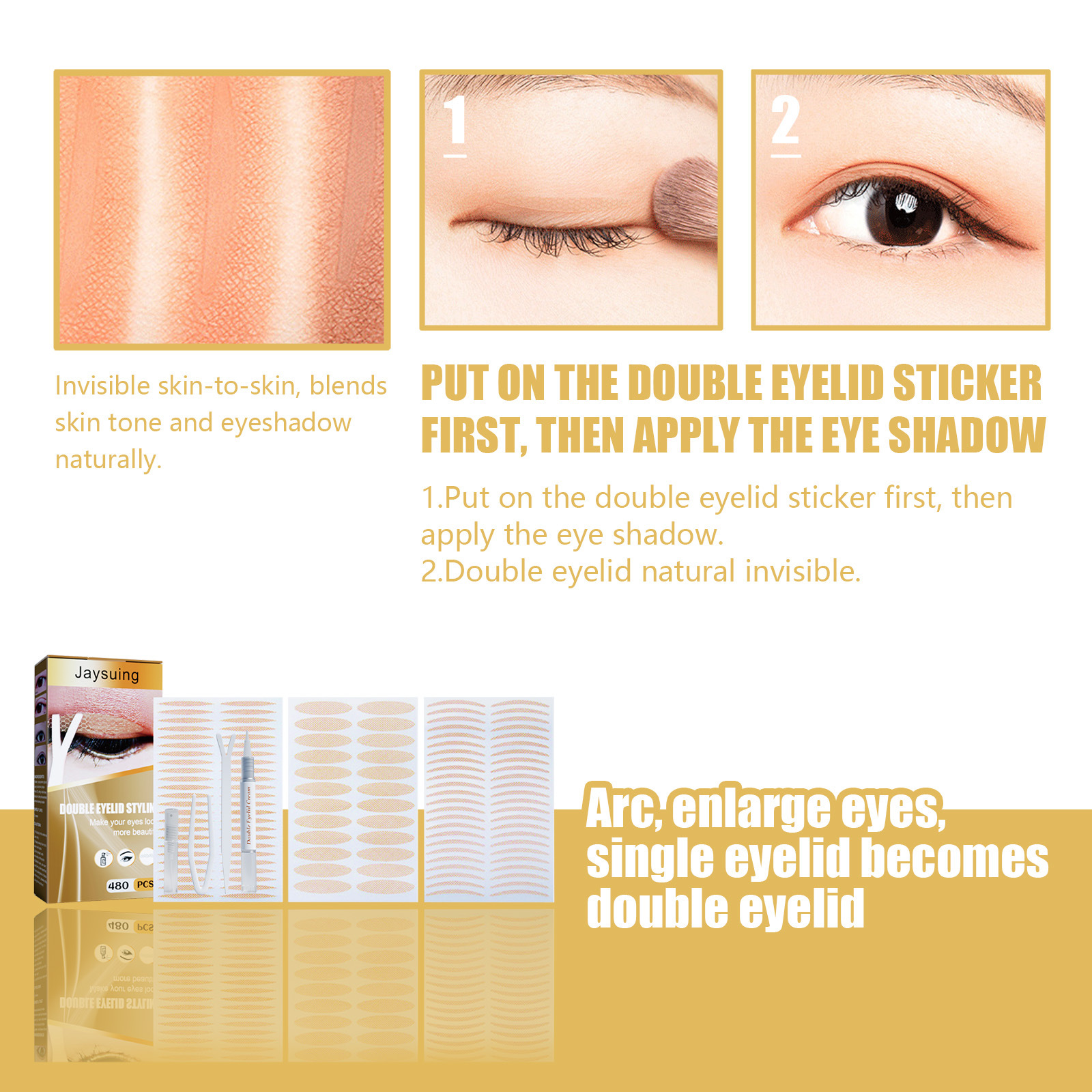 Double Eyelid Stickers Eyelid Tape Double Eyelid Patch Invisible Eyelid Tapes Set Instant Eyelid Lift for Saggy Hooded Droopy Uneven Women Beauty Makeup Tool