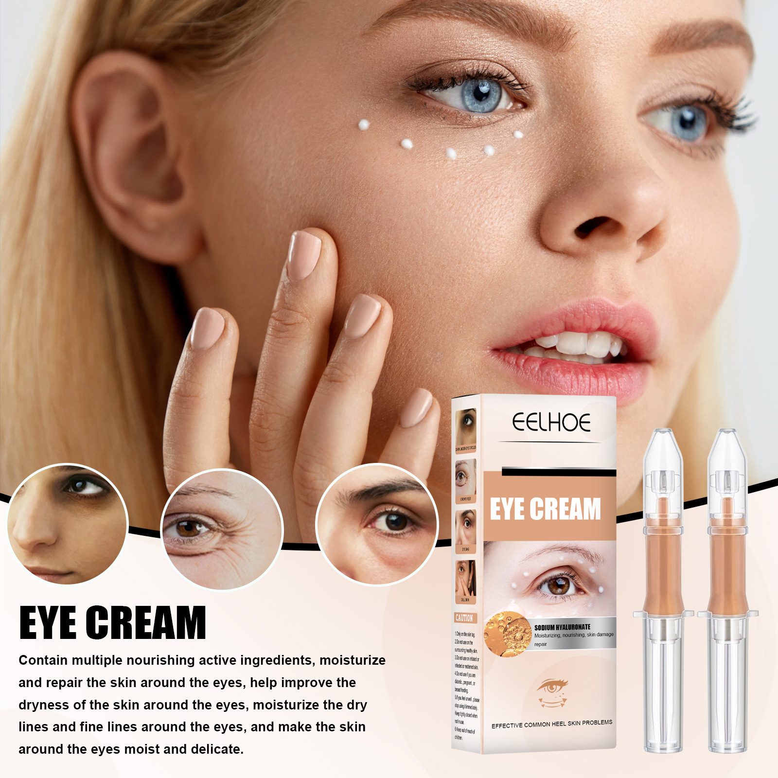 (1PC) Eye Cream Instant Eye Bag Removal Cream Collagen Anti Wrinkle Firming Skin Fade Fine Lines Anti Dark Circle Puffiness Brighten Eye Care Moisturizing and Repairing