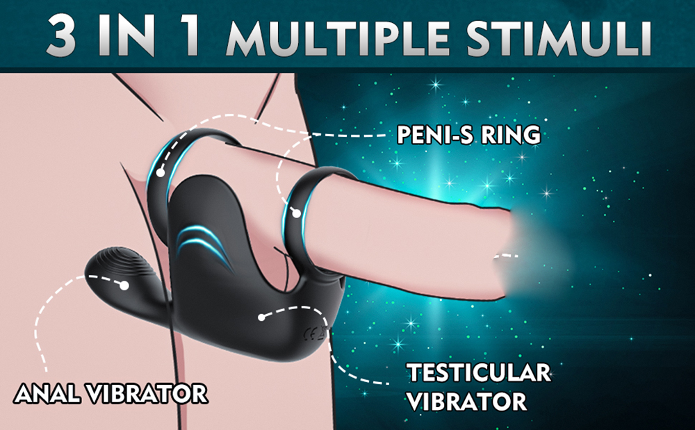 Vibrating Cock Ring Penis Double Cockring Sexy Toys Men Couple Rings Sex Games Penis Ring Vibrator Testicle Prostate Massager Anal Plug Adult Sex Toys