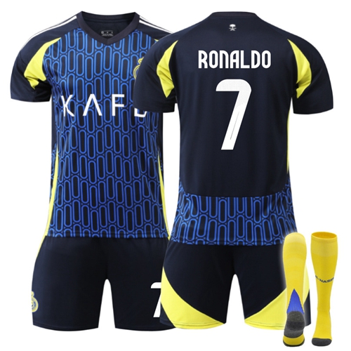 2425 Al Nassr Riyadh Victory Away No.7 Ronaldo Kids Football Kit Boys Soccer Jersy Football Training Shirts Shorts Socks Activewear Sports Tracksuit