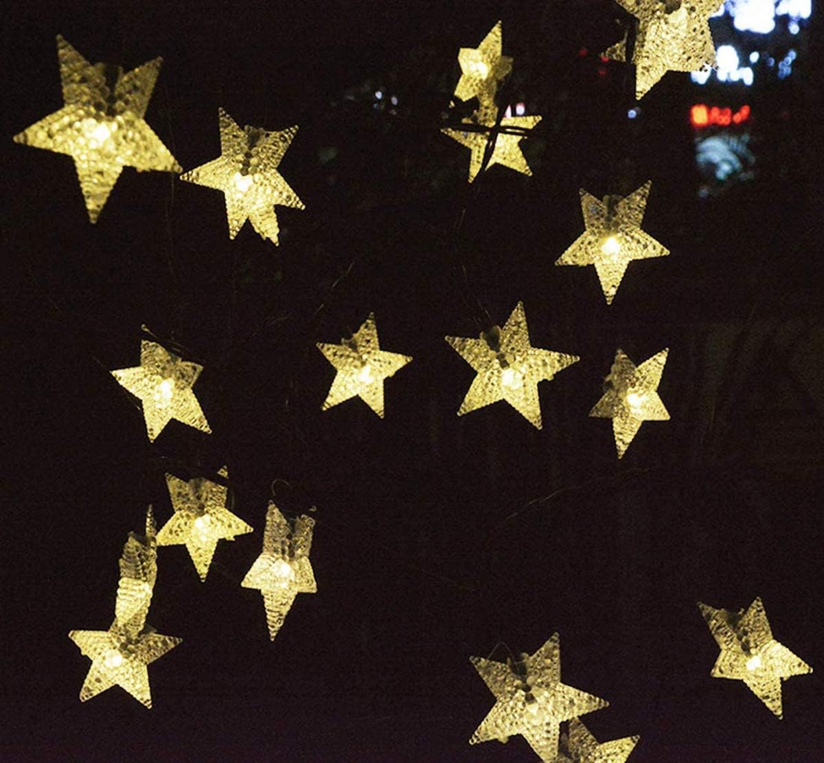 Solar String Lights 50Ft 15M 100 LED Solar Star String Lights Warm White Solar Powered Fairy Lights Outdoor 8 Modes Waterproof Festival Lighting for Garden 