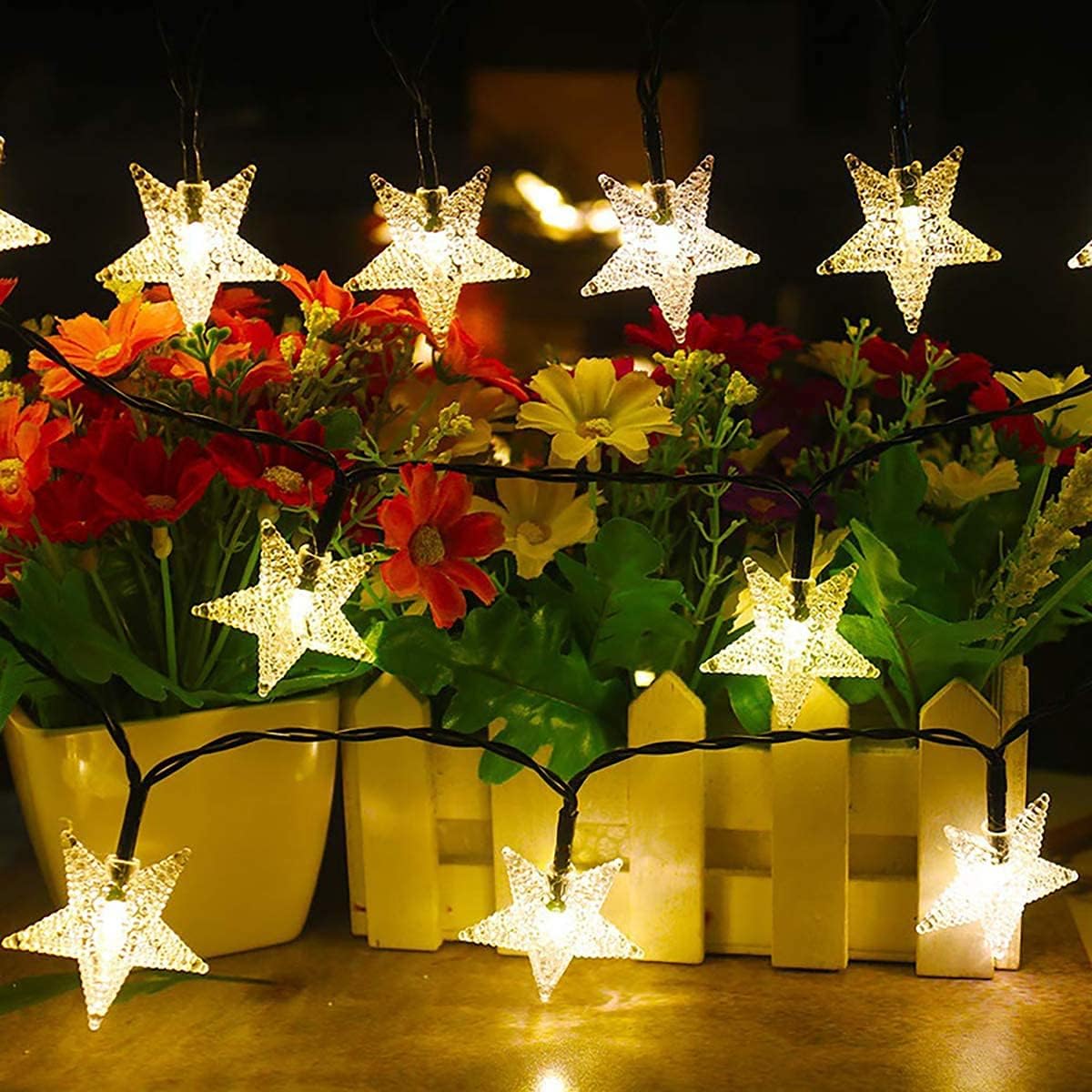 Solar String Lights 50Ft 15M 100 LED Solar Star String Lights Warm White Solar Powered Fairy Lights Outdoor 8 Modes Waterproof Festival Lighting for Garden 