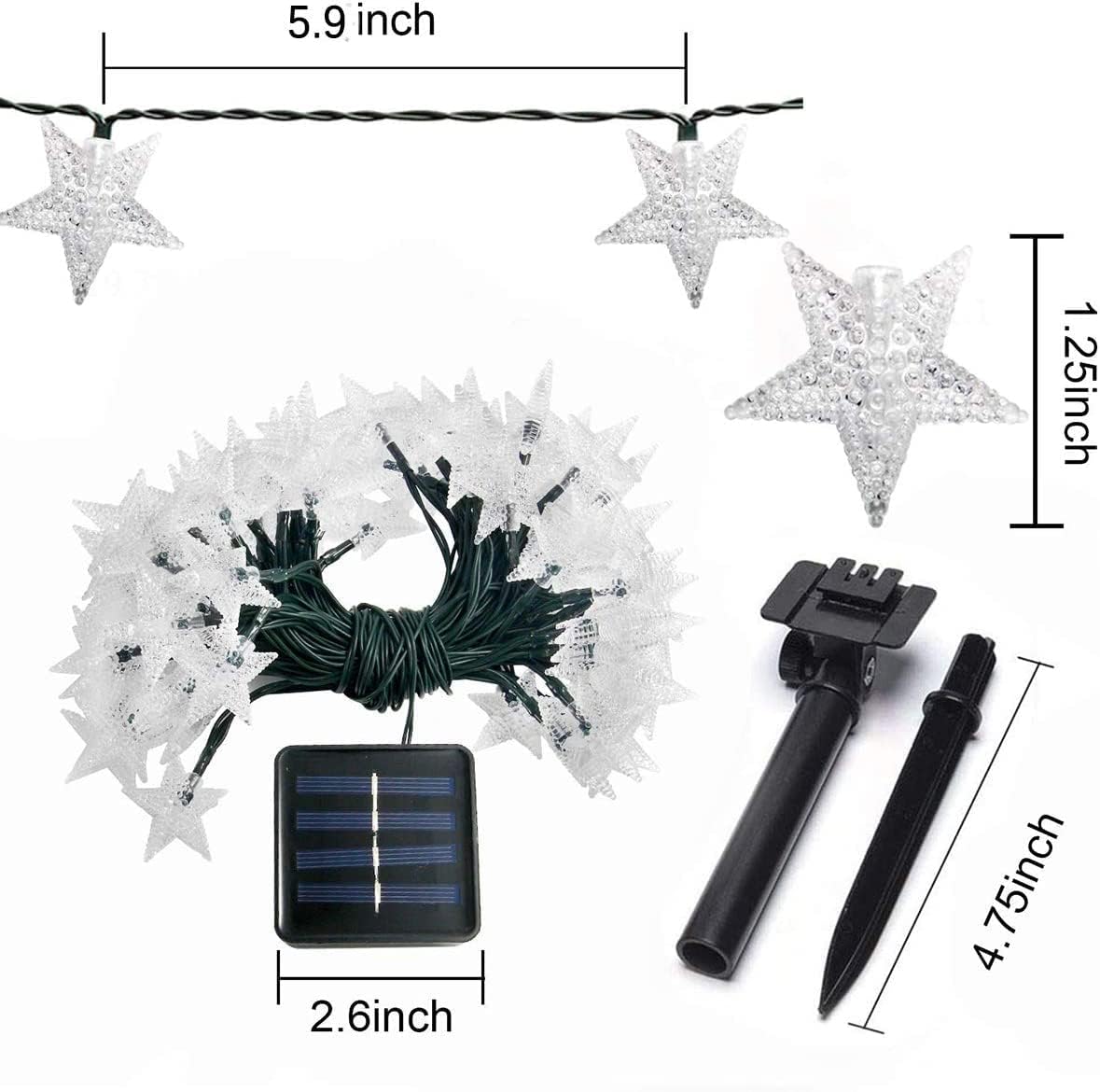 Solar String Lights 50Ft 15M 100 LED Solar Star String Lights Warm White Solar Powered Fairy Lights Outdoor 8 Modes Waterproof Festival Lighting for Garden 