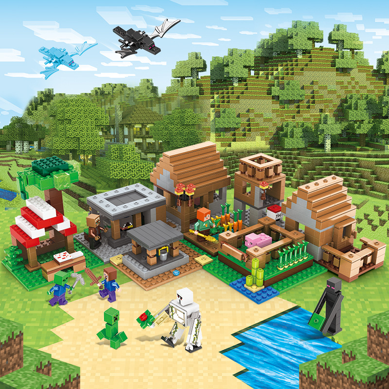 (Ender Dragon) Creative Boys Handmade Craft Minecraft Building Blocks Model Building Kits My World War City Without Box