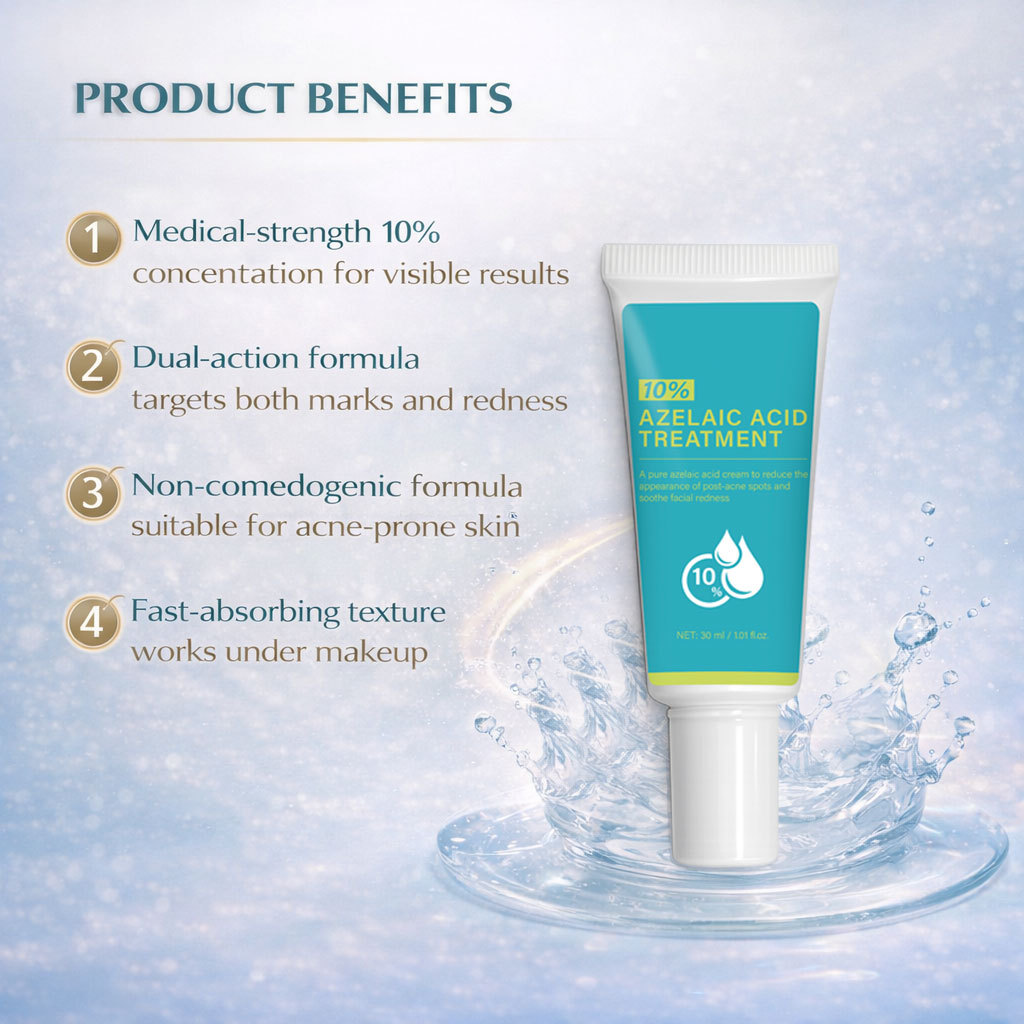 10% Azelaic Acid Treatment Medical Strength Redness Control Blemish Corrector for Acne Prone Skin 30ml