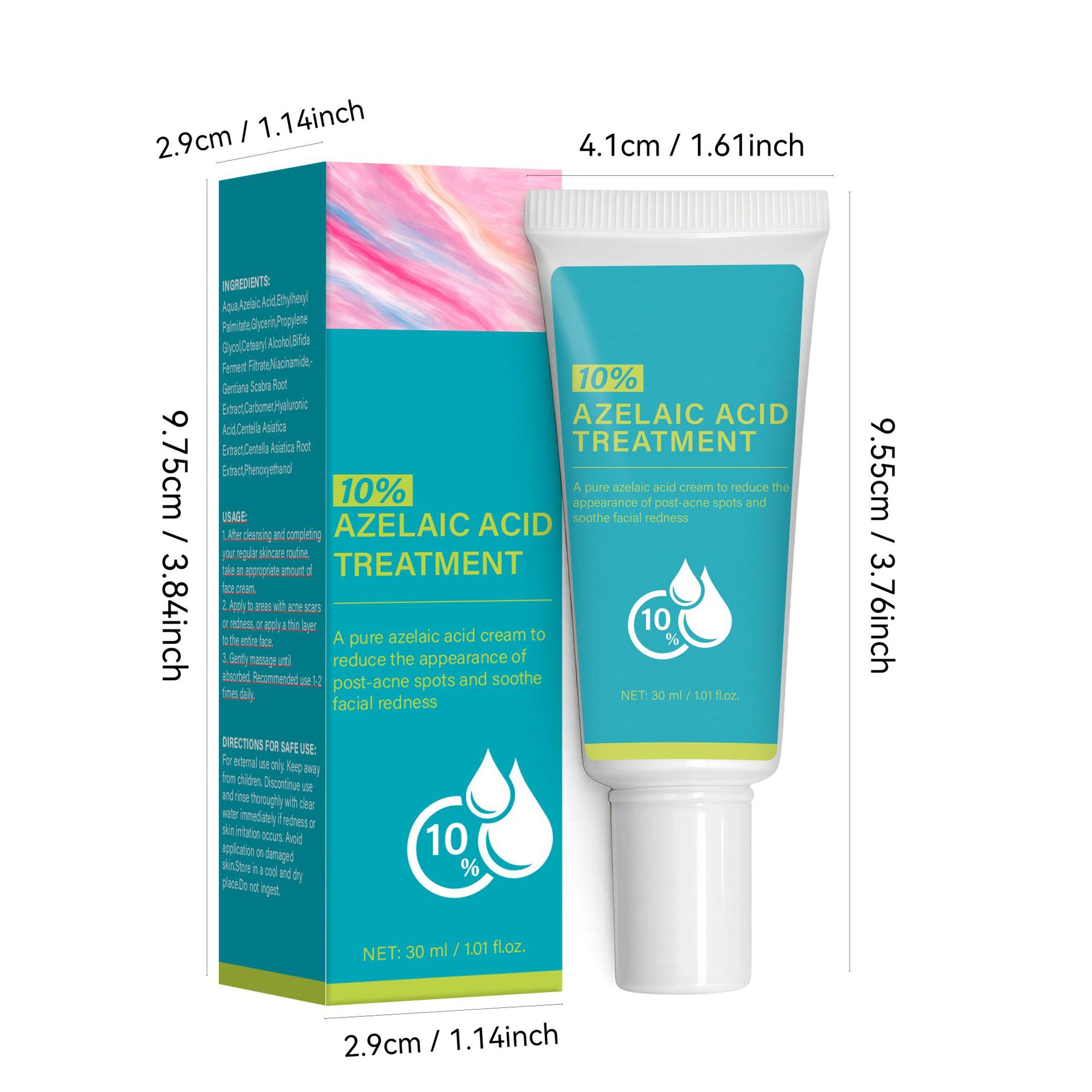 10% Azelaic Acid Treatment Medical Strength Redness Control Blemish Corrector for Acne Prone Skin 30ml