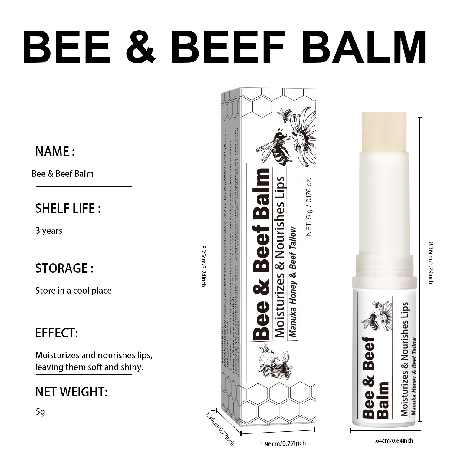Tallow Lip Balm Organic Grass Fed Butter Moisturizing Nourishing Daily Lip Care Prevents Chapping And Dryness