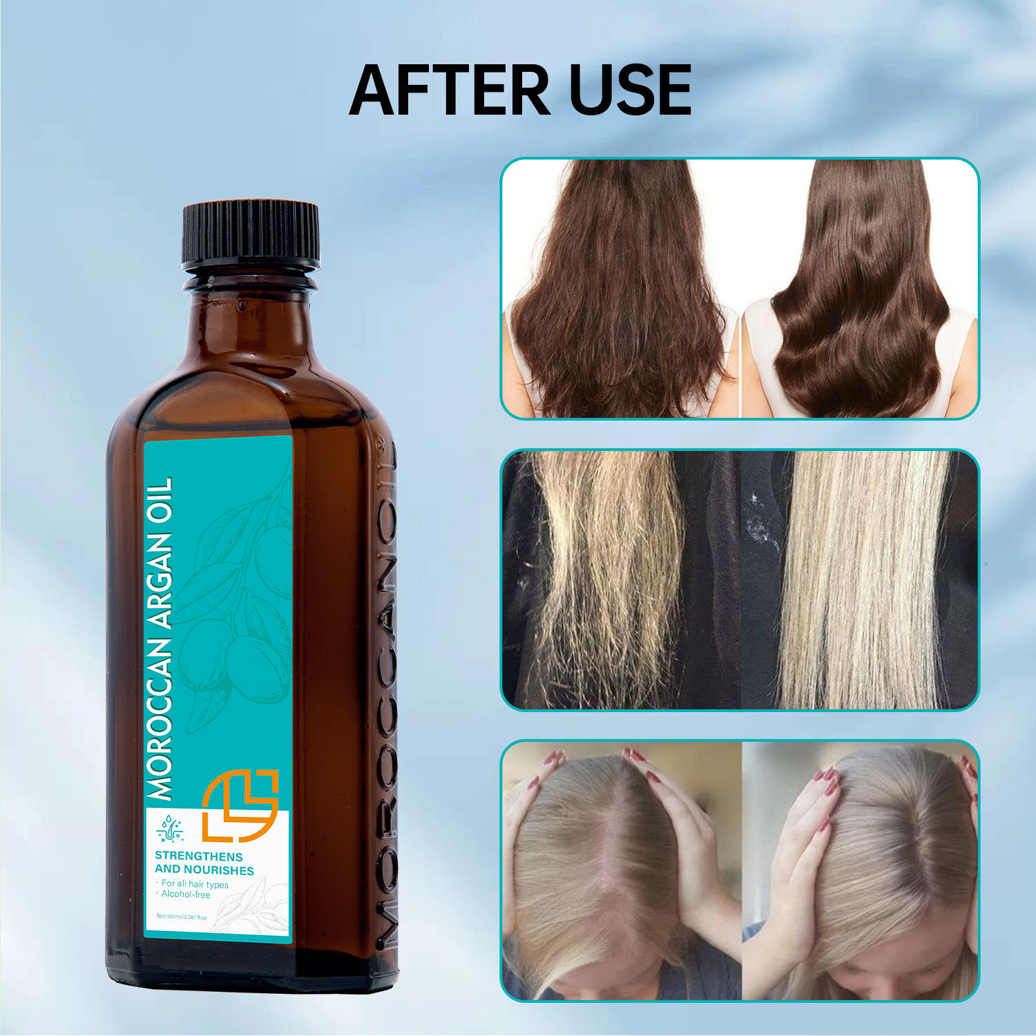 Moroccan Argan Hair Oil Moisturizing Nourishing Strengthening For Dry Damaged Hair Daily Frizz Control 100ml
