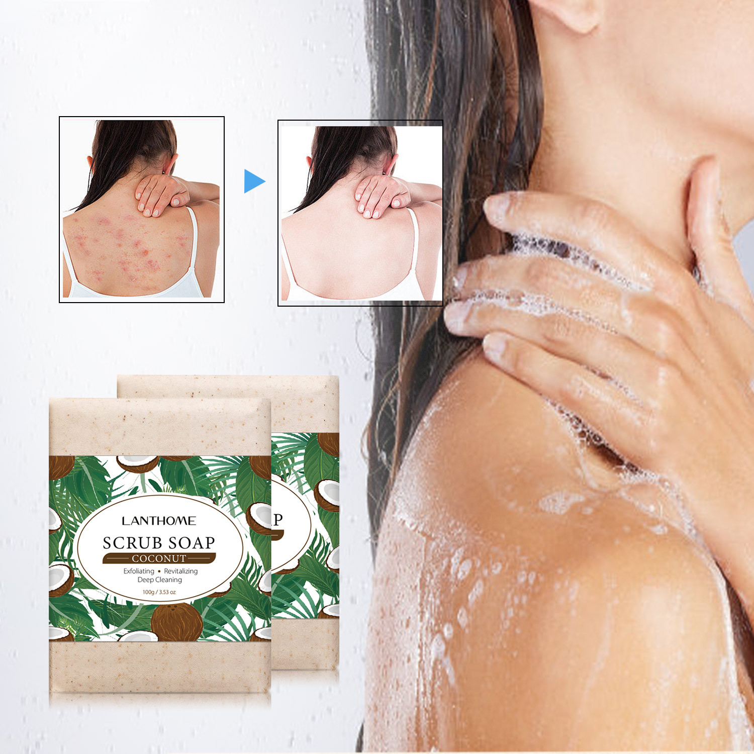 Natural Facial Body Scrub Soap With Essential Oil Deep Cleansing Exfoliating Bar For Daily Bath And Skincare Routine