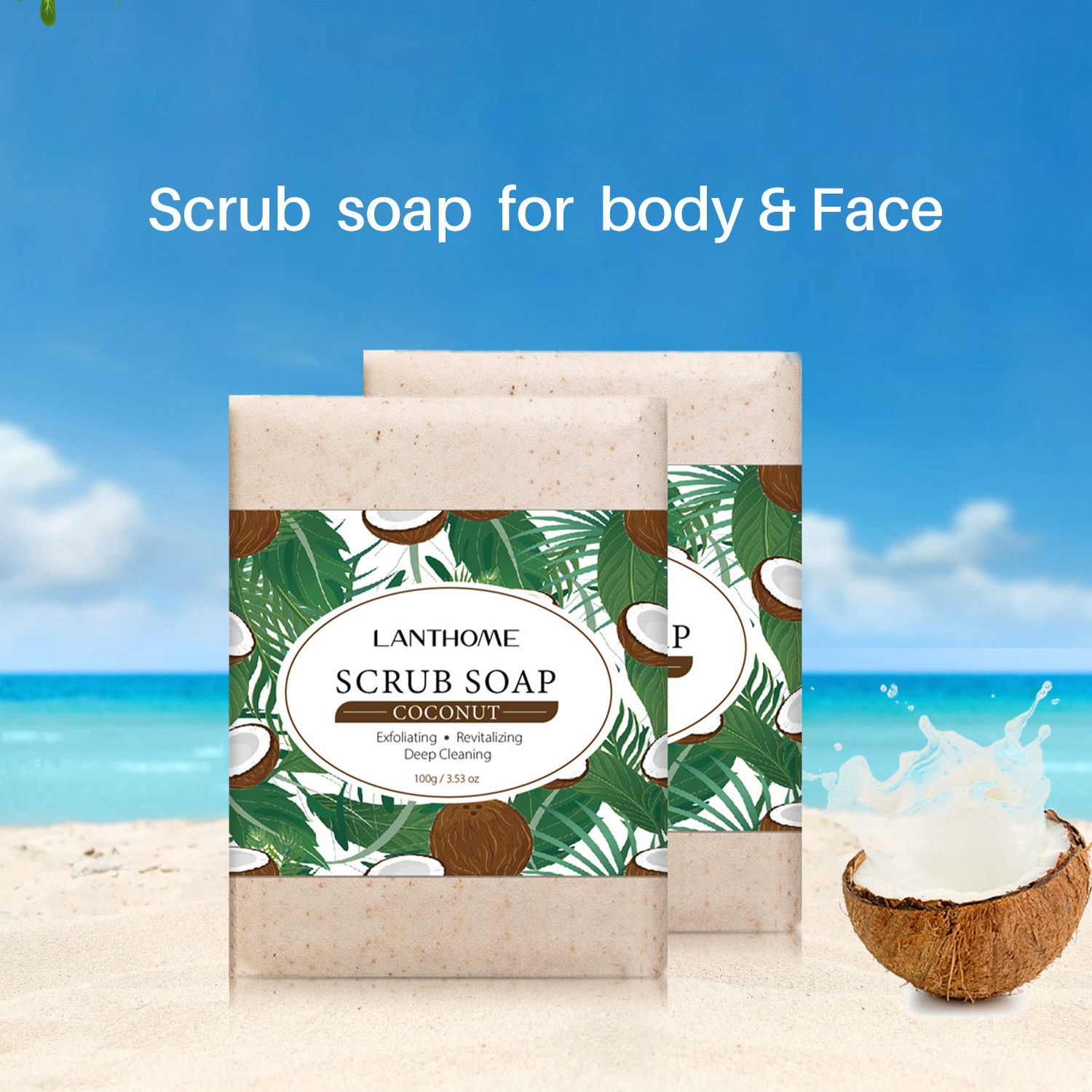Natural Facial Body Scrub Soap With Essential Oil Deep Cleansing Exfoliating Bar For Daily Bath And Skincare Routine