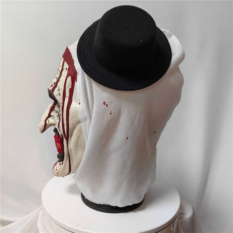 (Terrifier Clown) Terrifier Mask With Hat Clown Headgear Halloween Cosplay Horror Prop