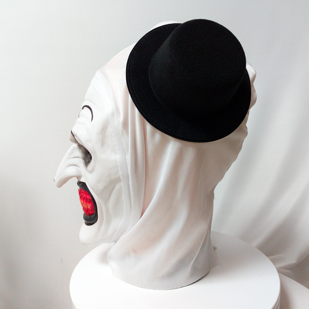 (Terrifier Clown) Terrifier Mask With Hat Clown Headgear Halloween Cosplay Horror Prop