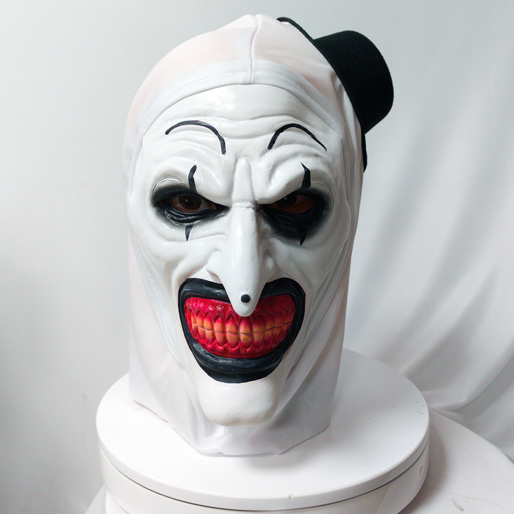 (Terrifier Clown) Terrifier Mask With Hat Clown Headgear Halloween Cosplay Horror Prop