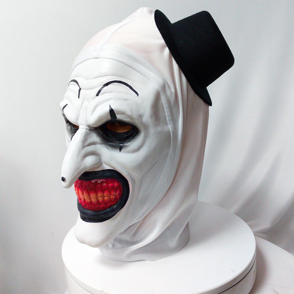 (Terrifier Clown) Terrifier Mask With Hat Clown Headgear Halloween Cosplay Horror Prop