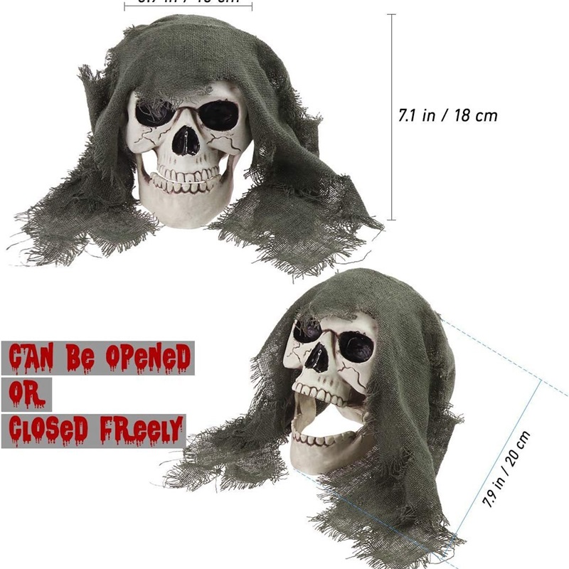 (Green Clad Skeleton) Ground Inserted Skull Ghost Head Halloween Three Piece Set Crawling Ghost Prank Simulated Arm Skull Venue Decoration