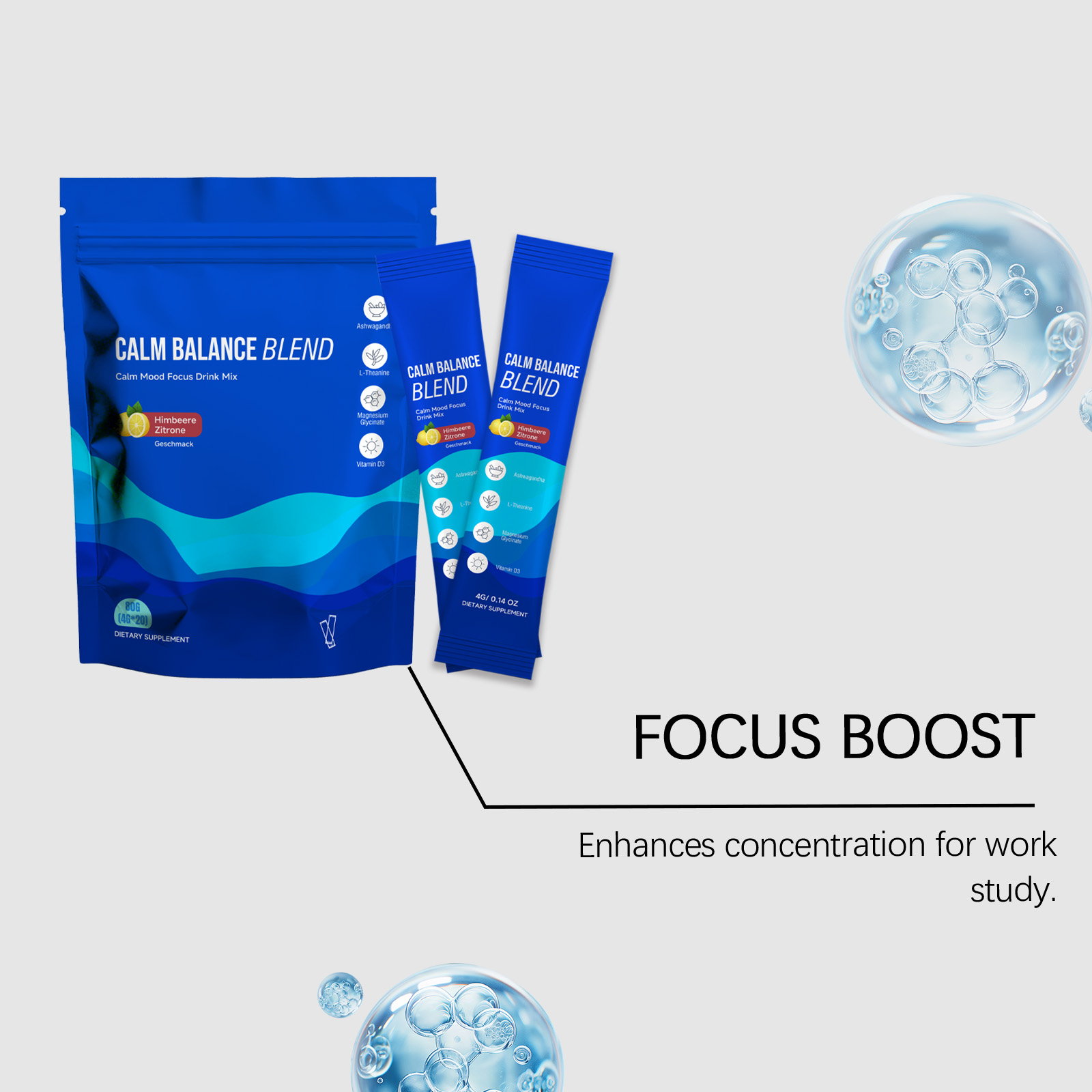 Calm Mind Gentle Care Powder Oral Daily Mood Balance Supplement Boost Body Energy Vitality And Focus Condition
