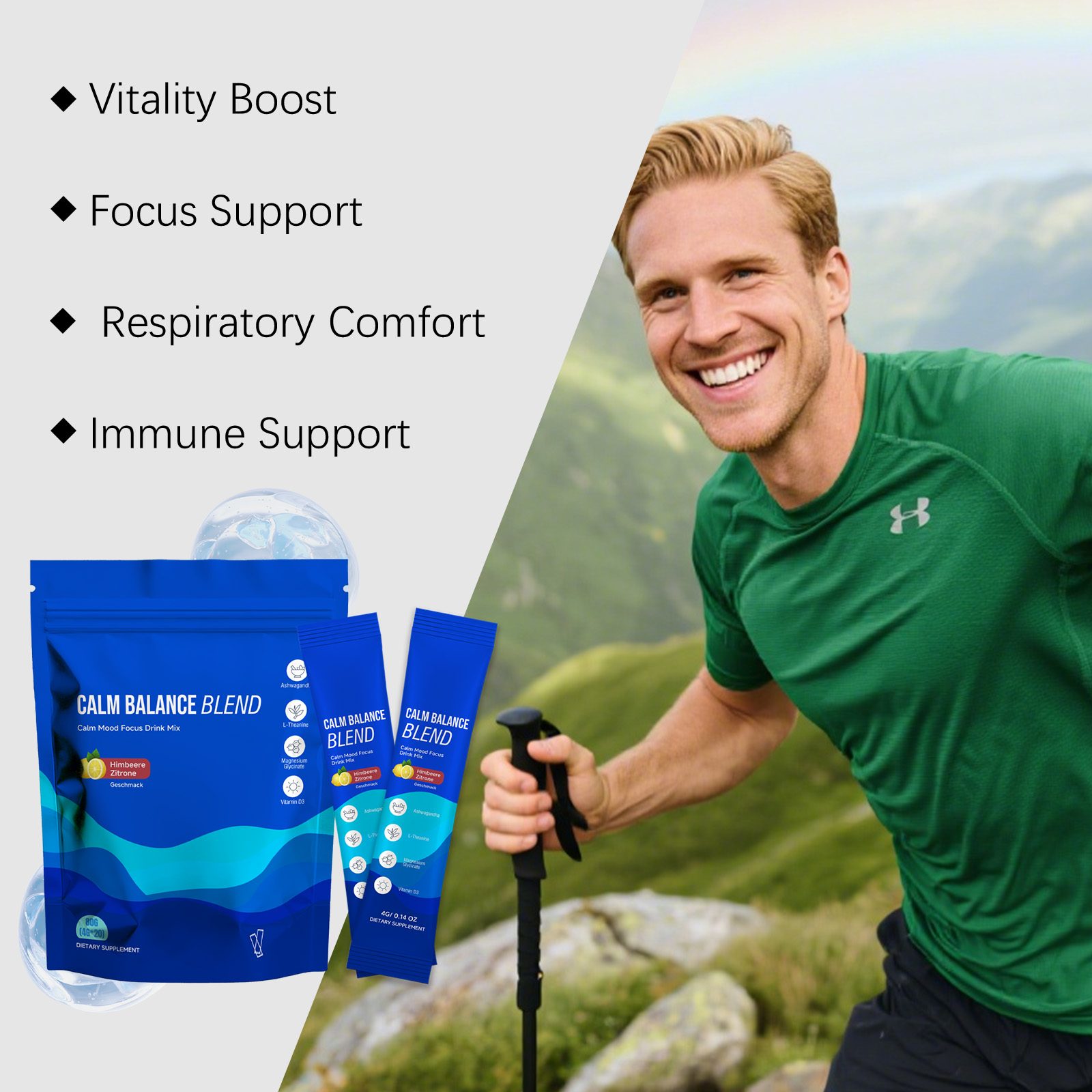 Calm Mind Gentle Care Powder Oral Daily Mood Balance Supplement Boost Body Energy Vitality And Focus Condition
