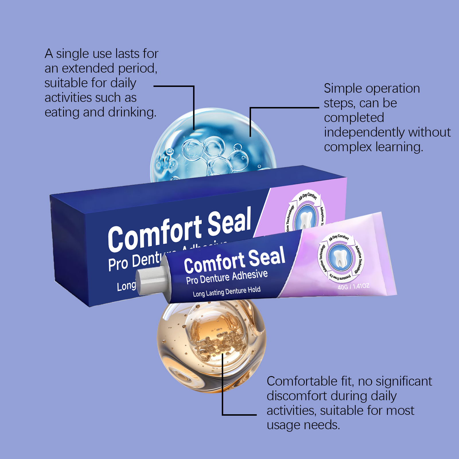 Denture Adhesive Easy Operation Natural Fit High Comfort Nice Appearance Mild Texture Fix Artificial Teeth Oral Daily Use Care Product
