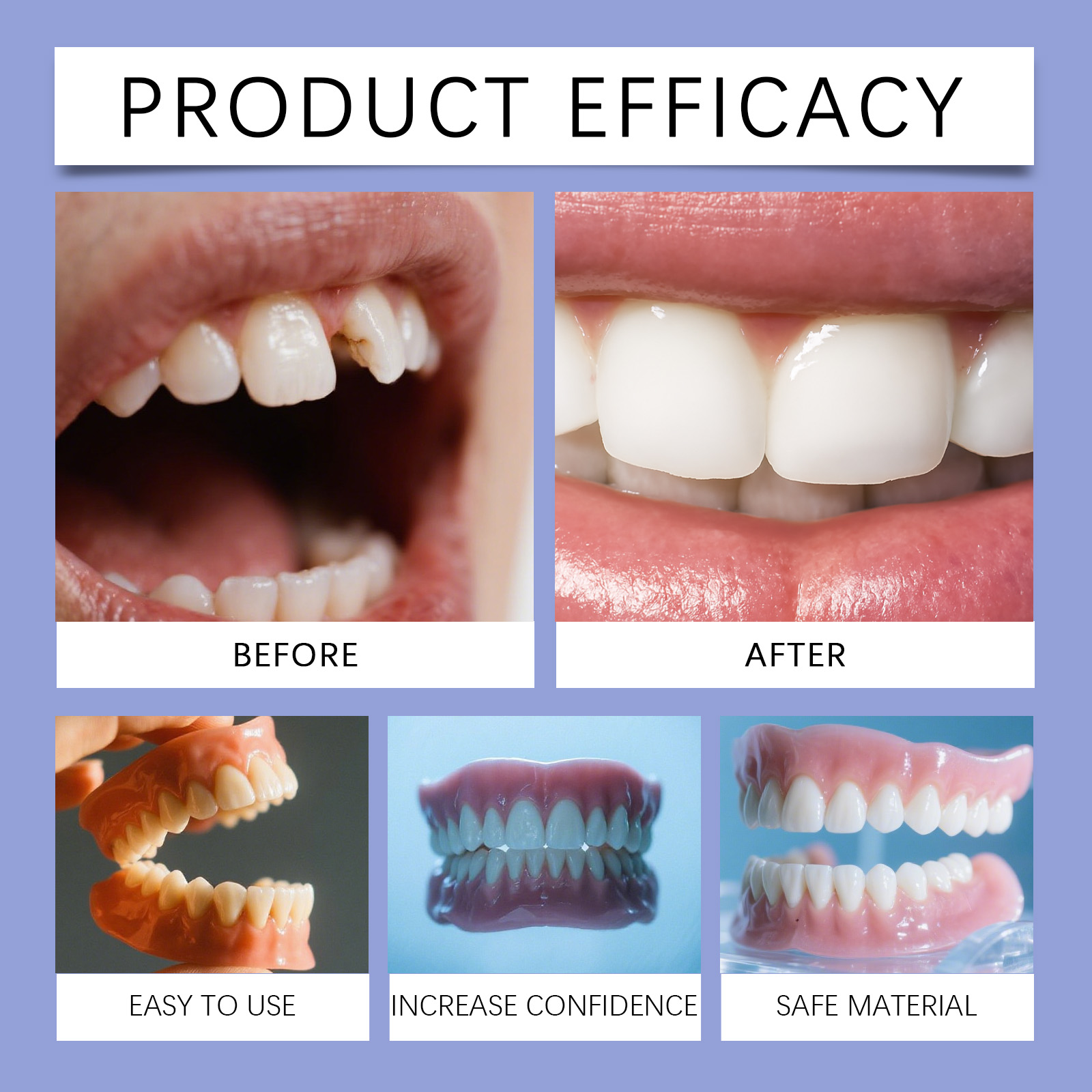 Denture Adhesive Easy Operation Natural Fit High Comfort Nice Appearance Mild Texture Fix Artificial Teeth Oral Daily Use Care Product
