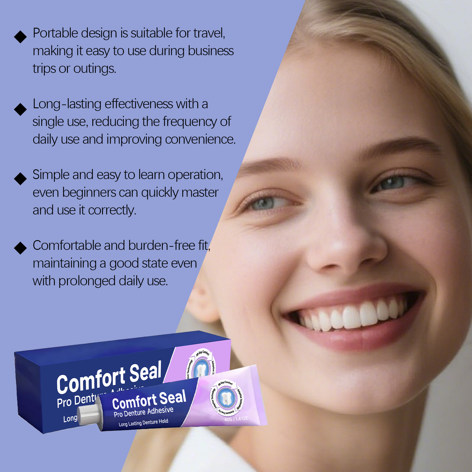 Denture Adhesive Easy Operation Natural Fit High Comfort Nice Appearance Mild Texture Fix Artificial Teeth Oral Daily Use Care Product