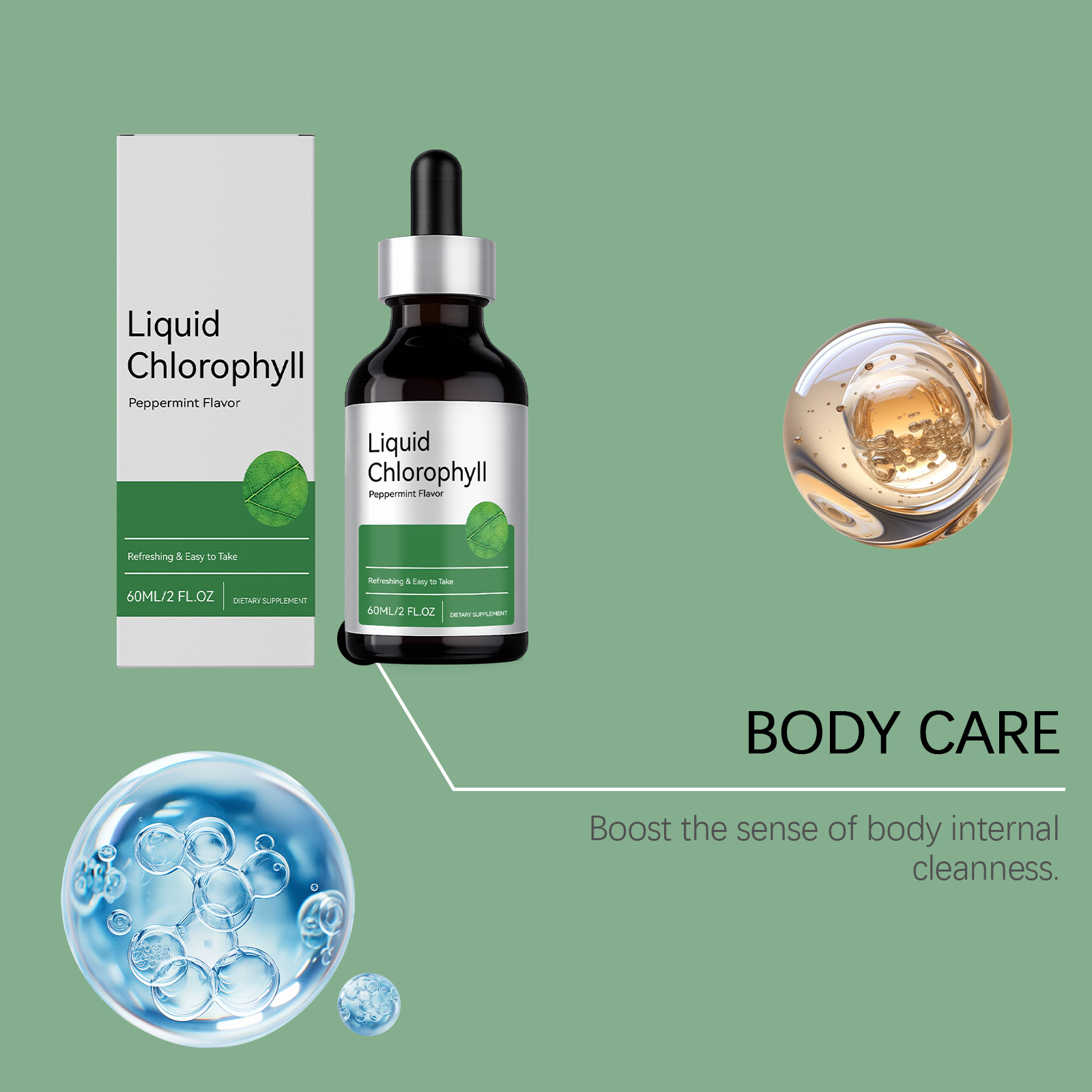Peppermint Green Extract Refreshing Drops Plant Essence Balance Daily Diet Light Skin Supplement Oral Care For Body Tissue Nourishment
