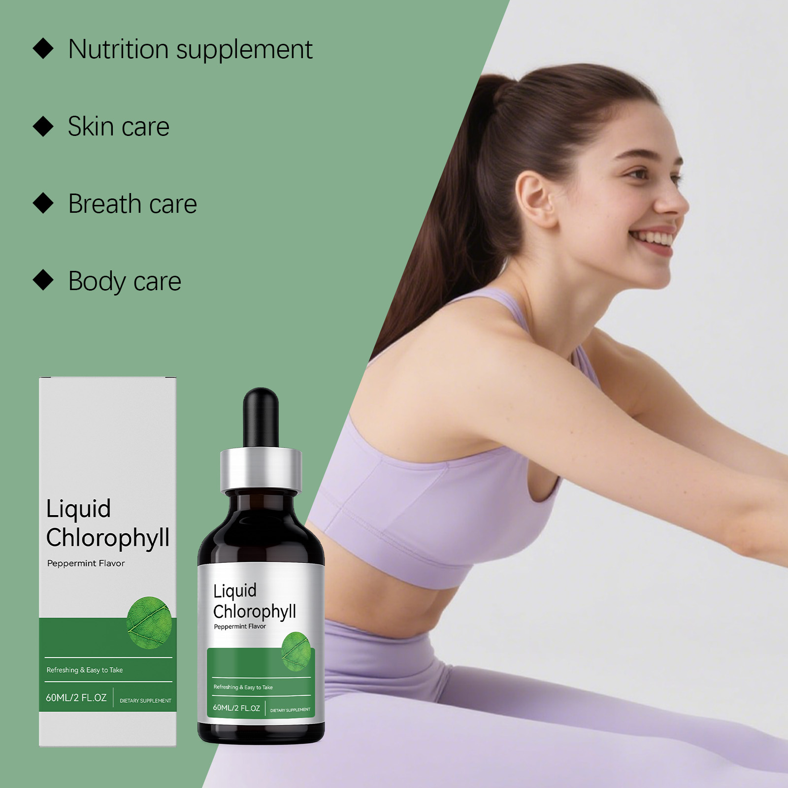 Peppermint Green Extract Refreshing Drops Plant Essence Balance Daily Diet Light Skin Supplement Oral Care For Body Tissue Nourishment