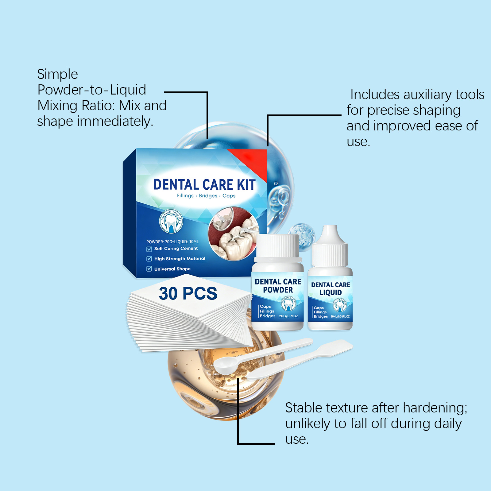 Dental Care Kit Quick Molding Mild Formula Invisible Beautiful Easy Operation Firm Teeth Beauty Repair