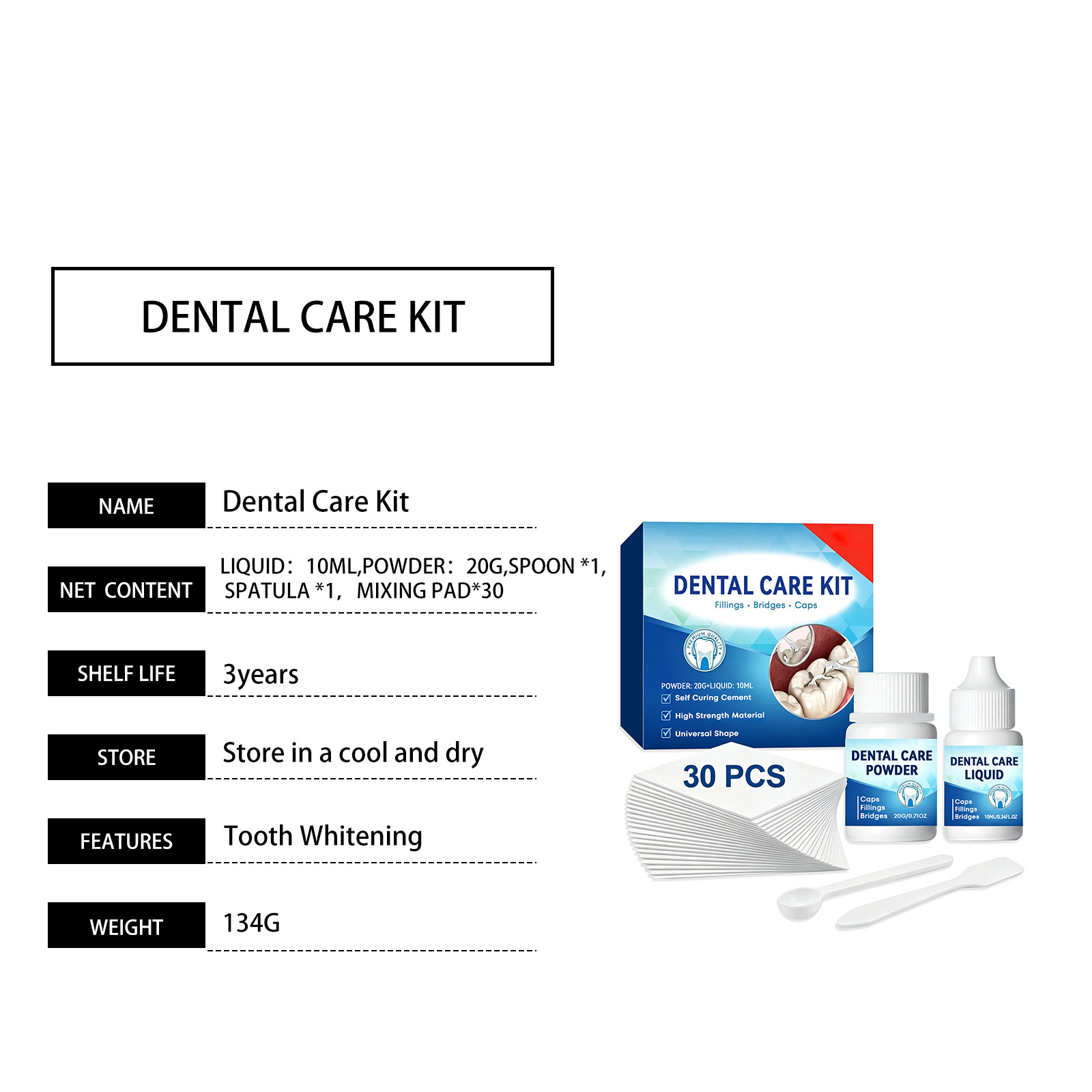Dental Care Kit Quick Molding Mild Formula Invisible Beautiful Easy Operation Firm Teeth Beauty Repair