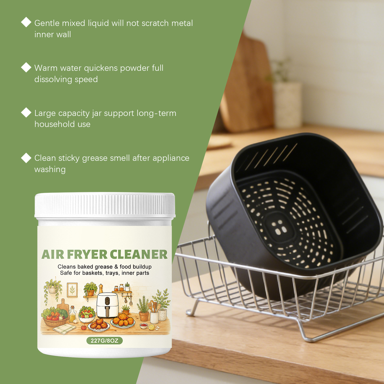 Air Fryer Deep Cleaning Powder For Kitchen Heavy Grease Stains Daily Household Appliance Care Supplies
