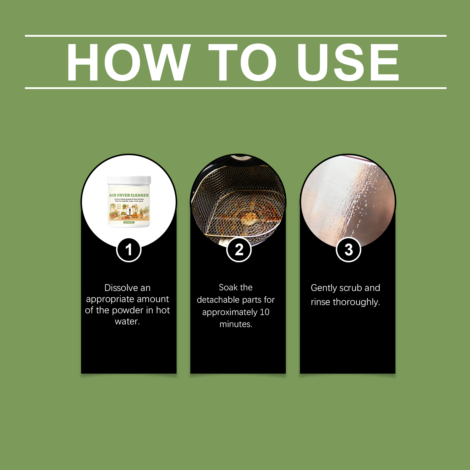 Air Fryer Deep Cleaning Powder For Kitchen Heavy Grease Stains Daily Household Appliance Care Supplies