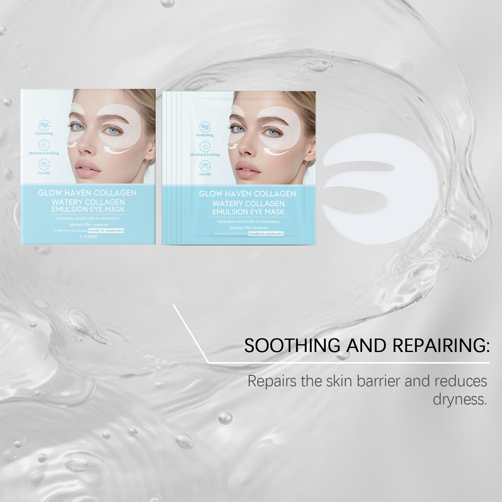 Collagen Moisturizing Eye Mask Plump Delicate Mild Hydrating Soft Tender Daily Skin Care Around Eyes