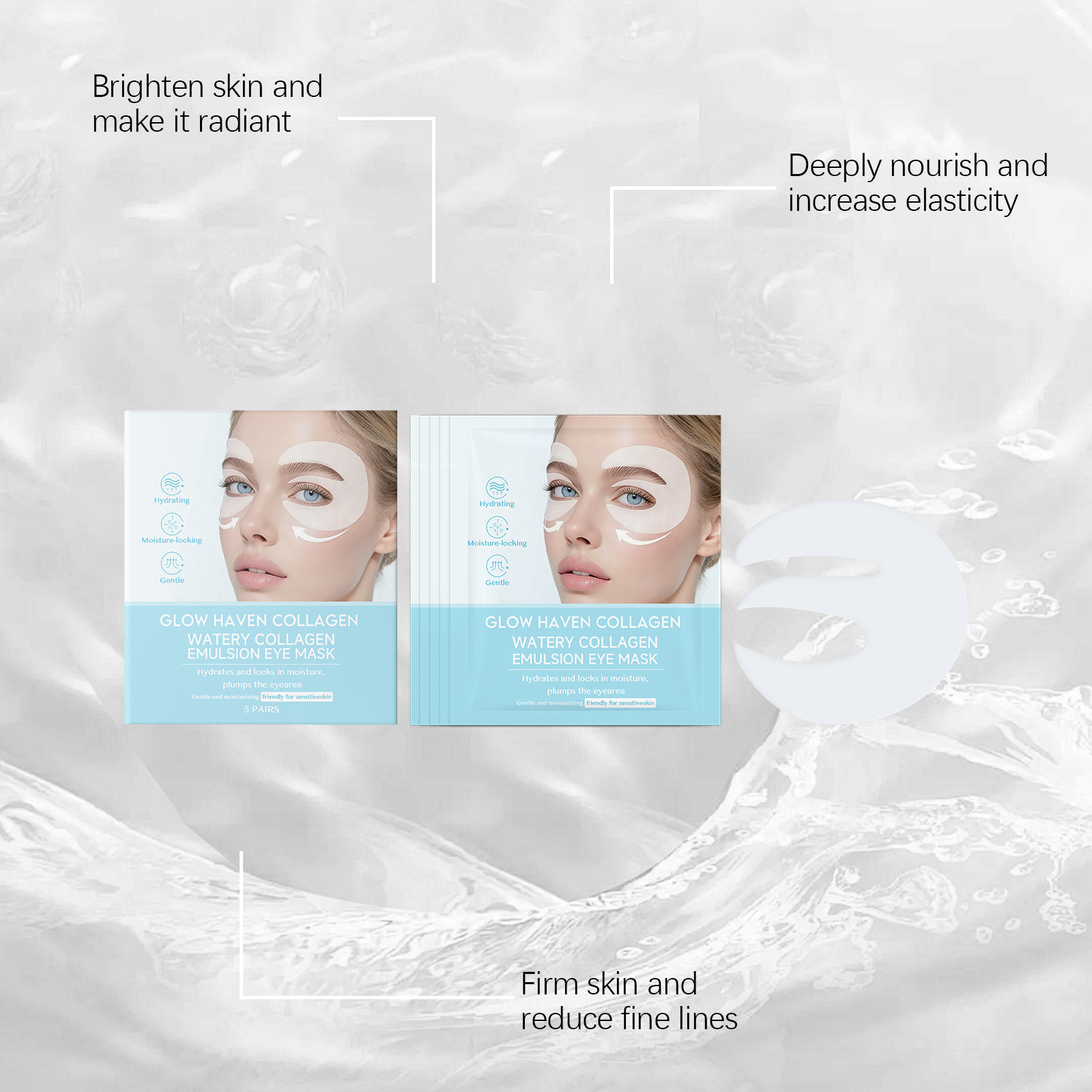 Collagen Moisturizing Eye Mask Plump Delicate Mild Hydrating Soft Tender Daily Skin Care Around Eyes