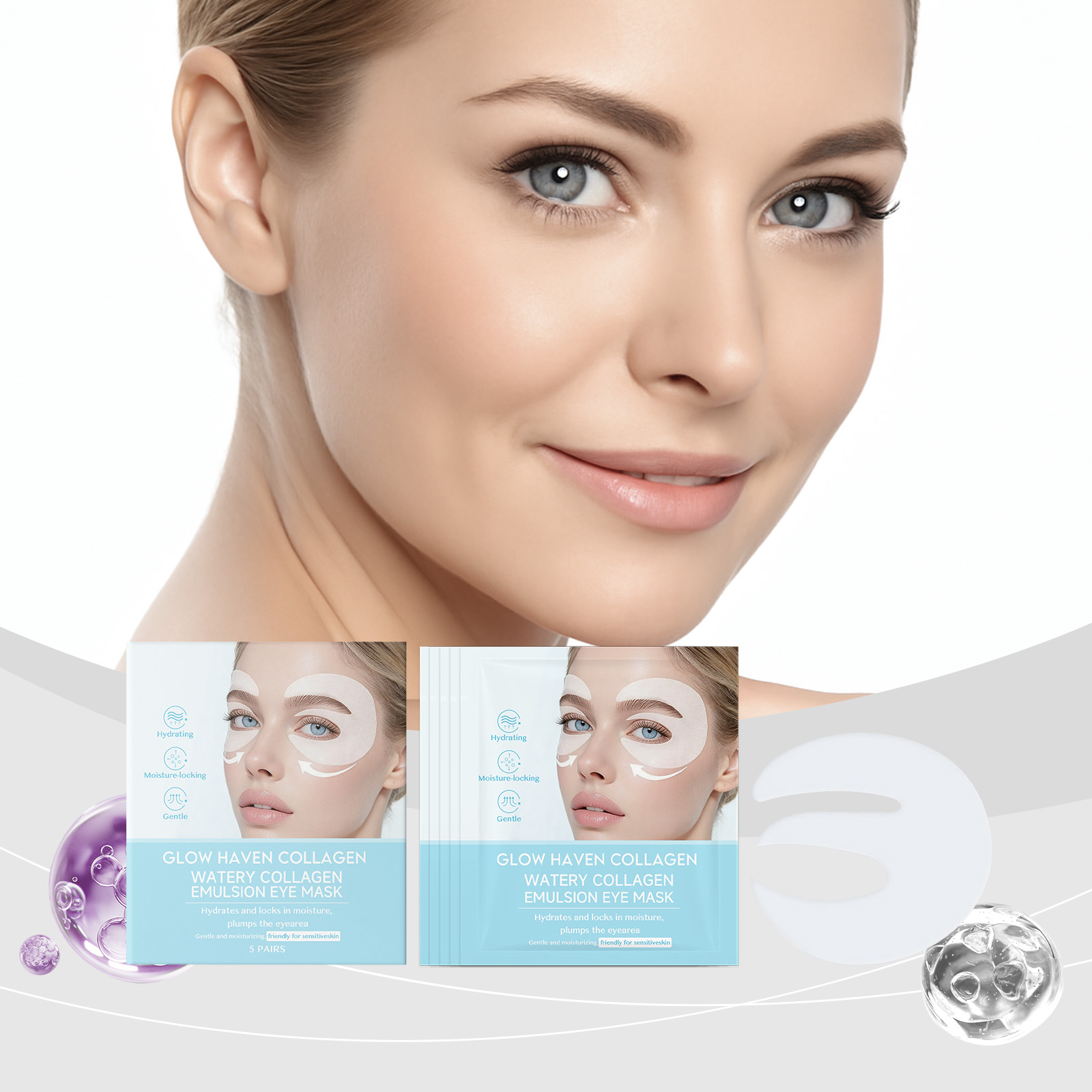 Collagen Moisturizing Eye Mask Plump Delicate Mild Hydrating Soft Tender Daily Skin Care Around Eyes