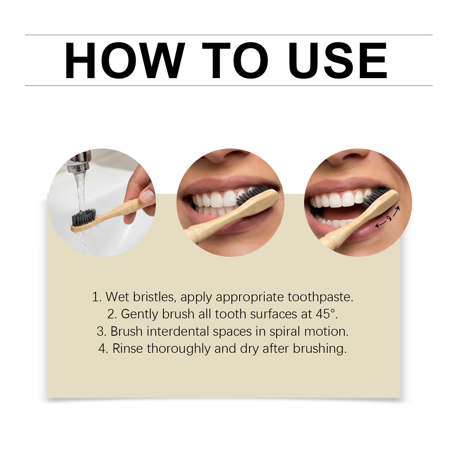 Bamboo Toothbrush Spiral Texture Comfortable Handle Labor Saving Grip Daily Teeth Cleansing Gentle Holding Easy Tooth Care Soft Hand Feel