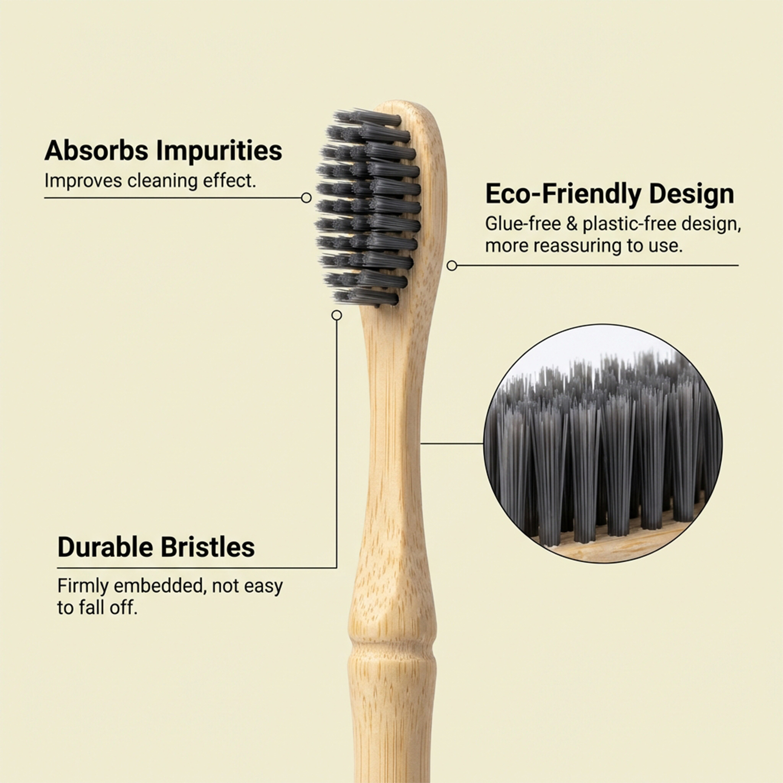 Bamboo Toothbrush Spiral Texture Comfortable Handle Labor Saving Grip Daily Teeth Cleansing Gentle Holding Easy Tooth Care Soft Hand Feel