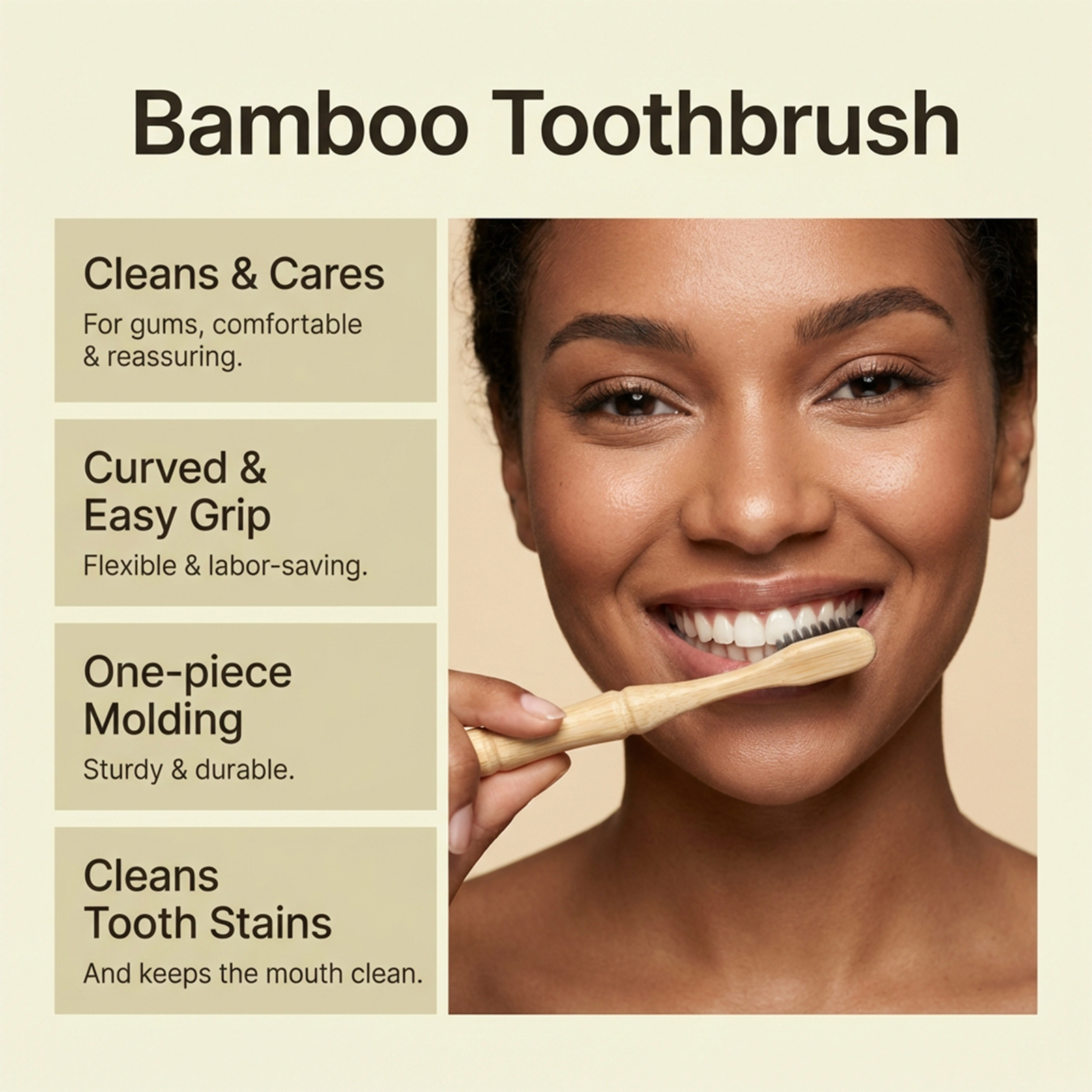 Bamboo Toothbrush Spiral Texture Comfortable Handle Labor Saving Grip Daily Teeth Cleansing Gentle Holding Easy Tooth Care Soft Hand Feel