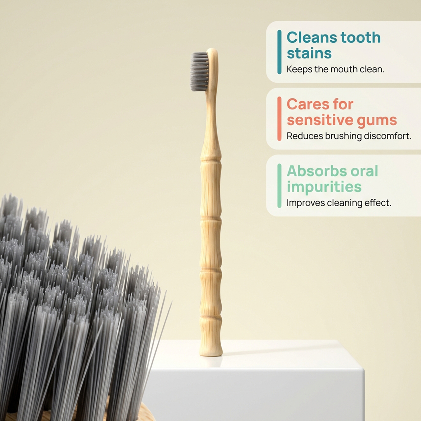 Bamboo Toothbrush Spiral Texture Comfortable Handle Labor Saving Grip Daily Teeth Cleansing Gentle Holding Easy Tooth Care Soft Hand Feel