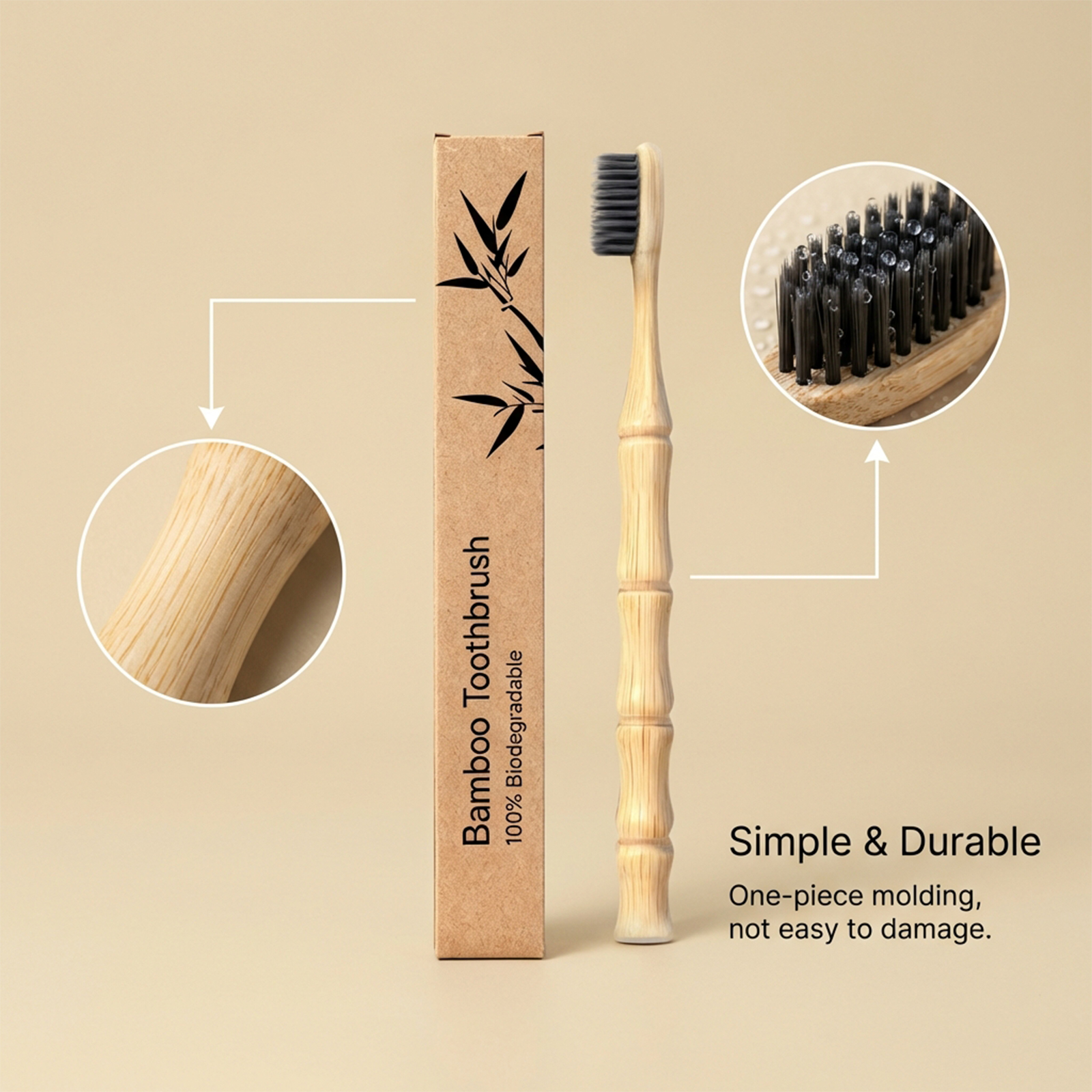 Bamboo Toothbrush Spiral Texture Comfortable Handle Labor Saving Grip Daily Teeth Cleansing Gentle Holding Easy Tooth Care Soft Hand Feel