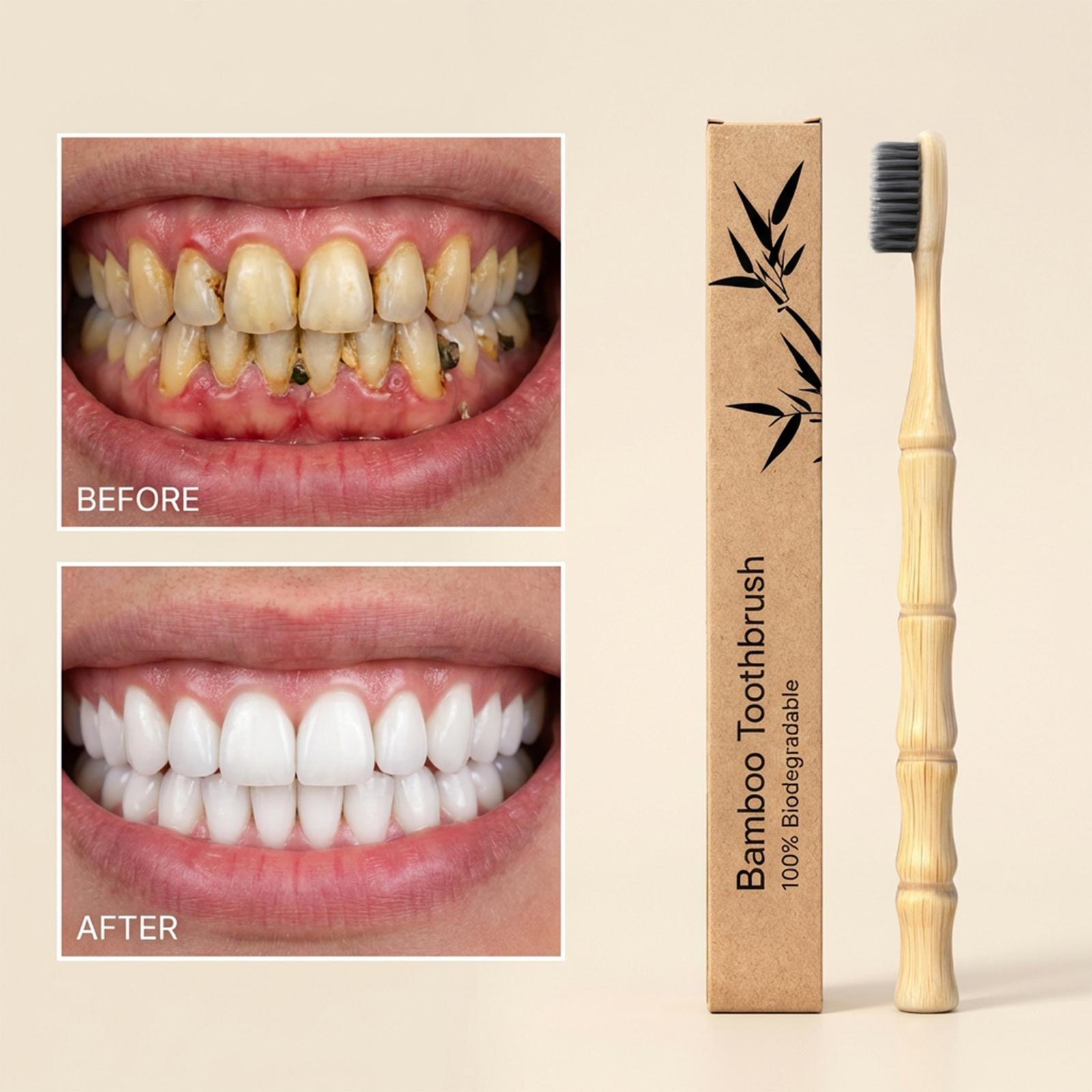 Bamboo Toothbrush Spiral Texture Comfortable Handle Labor Saving Grip Daily Teeth Cleansing Gentle Holding Easy Tooth Care Soft Hand Feel