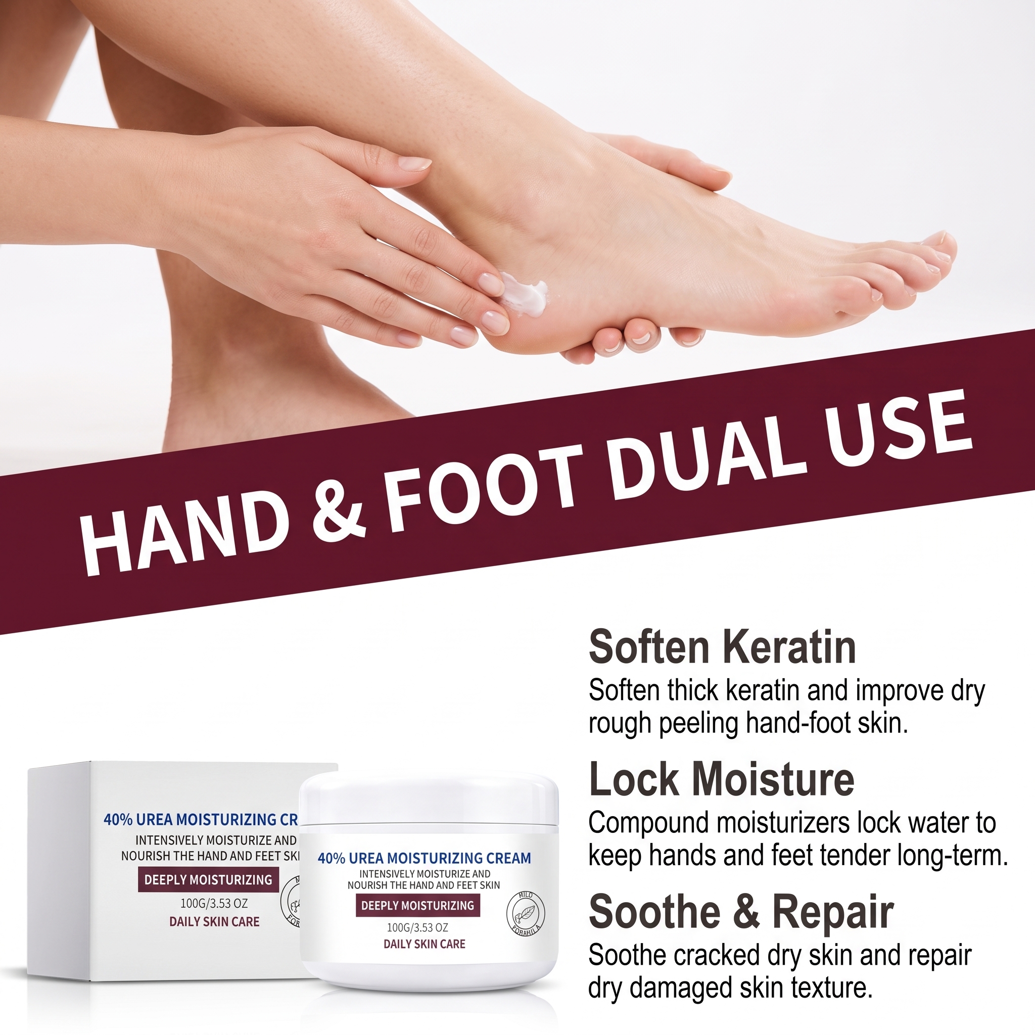 Urea Moisturizing Hand Foot Cream Soft Mild Skin Friendly Delicate Comfort Daily Care Lotion