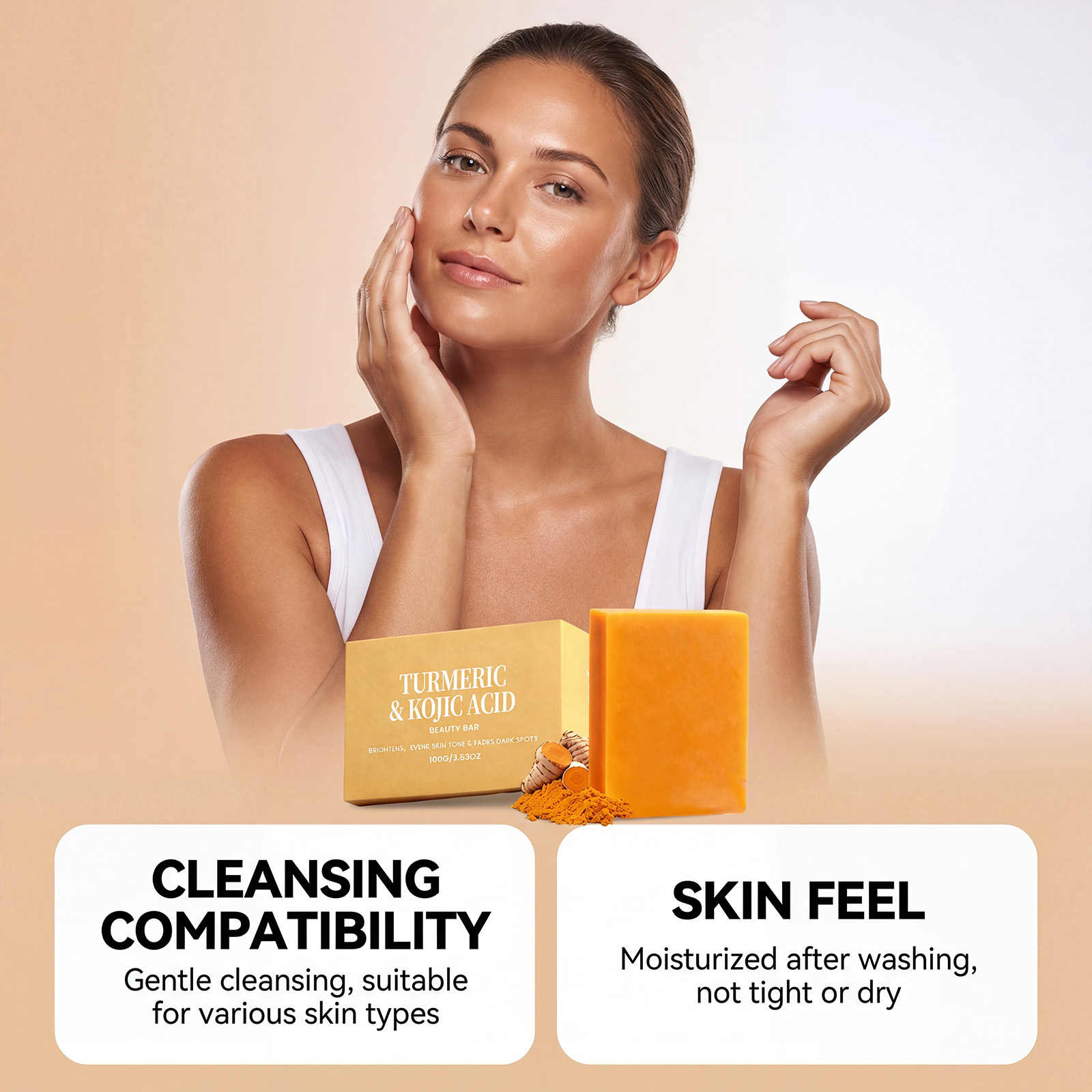 Turmeric Brightening Bath Soap Mild Cleansing Moisturizing Softening Glowing Purifying Refreshing Skin Body Wash