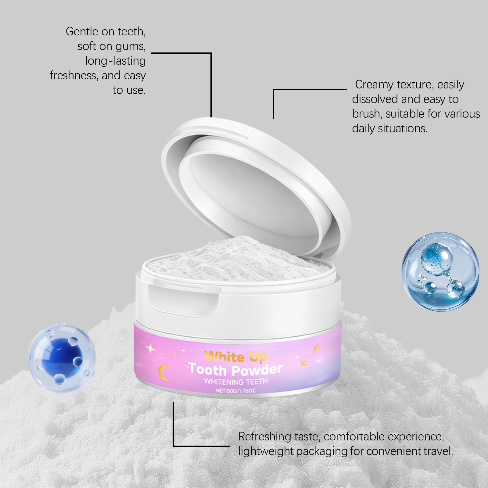 Brightening Care Tooth Powder Fine Texture Fresh Breath Multi Scene Applicable Oral Cleansing Dust