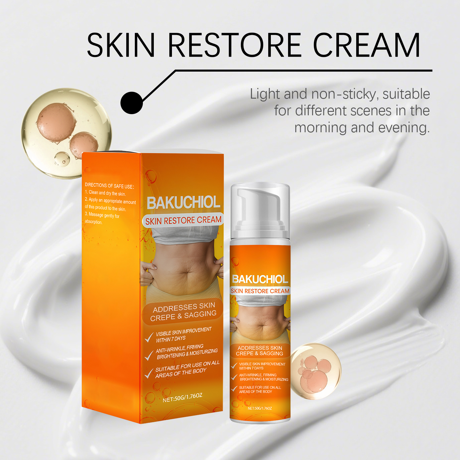 Skin Elastic Care Cream Moisturizing Transparent Sodium Hyaluronate Brightening Neck Body Skin Tender
