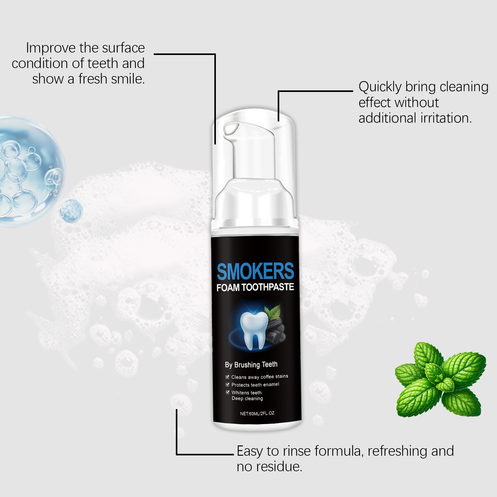 Teeth Cleaning Mousse Gentle Cleansing Foam Stain Removal Tooth Surface Fresh Comfort Clean Convenient Dental Care