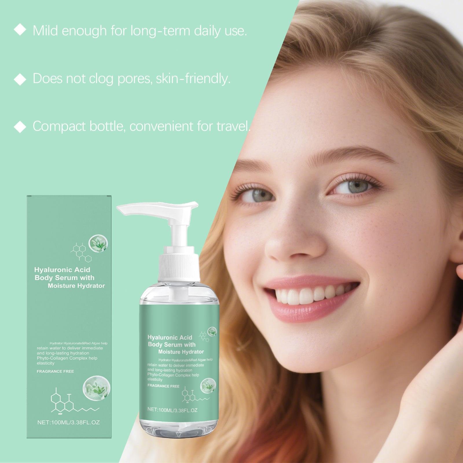 Hyaluronic Acid Body Essence Liquid Mild Nourish Elastic Smooth Skin Refreshing Texture Moisturizing Care