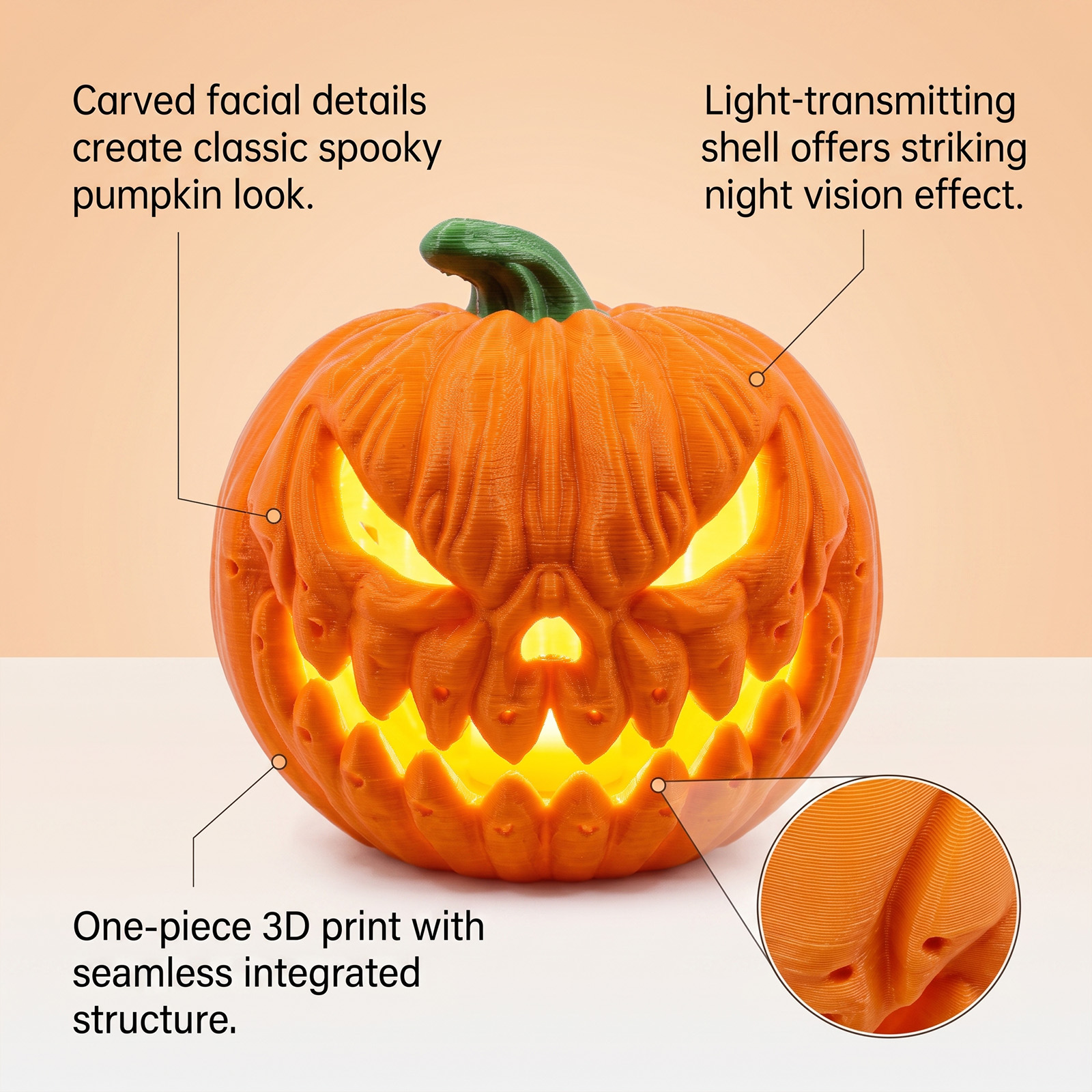 Glowing Pumpkin Lamp Interesting Simulation Appearance Halloween Festival Party Multi Scene Applicable Layout Decoration Prop