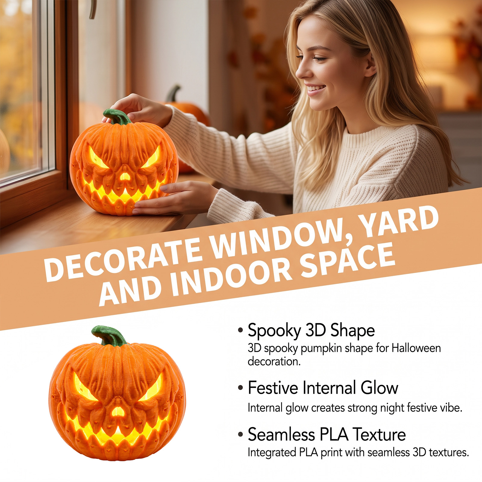 Glowing Pumpkin Lamp Interesting Simulation Appearance Halloween Festival Party Multi Scene Applicable Layout Decoration Prop
