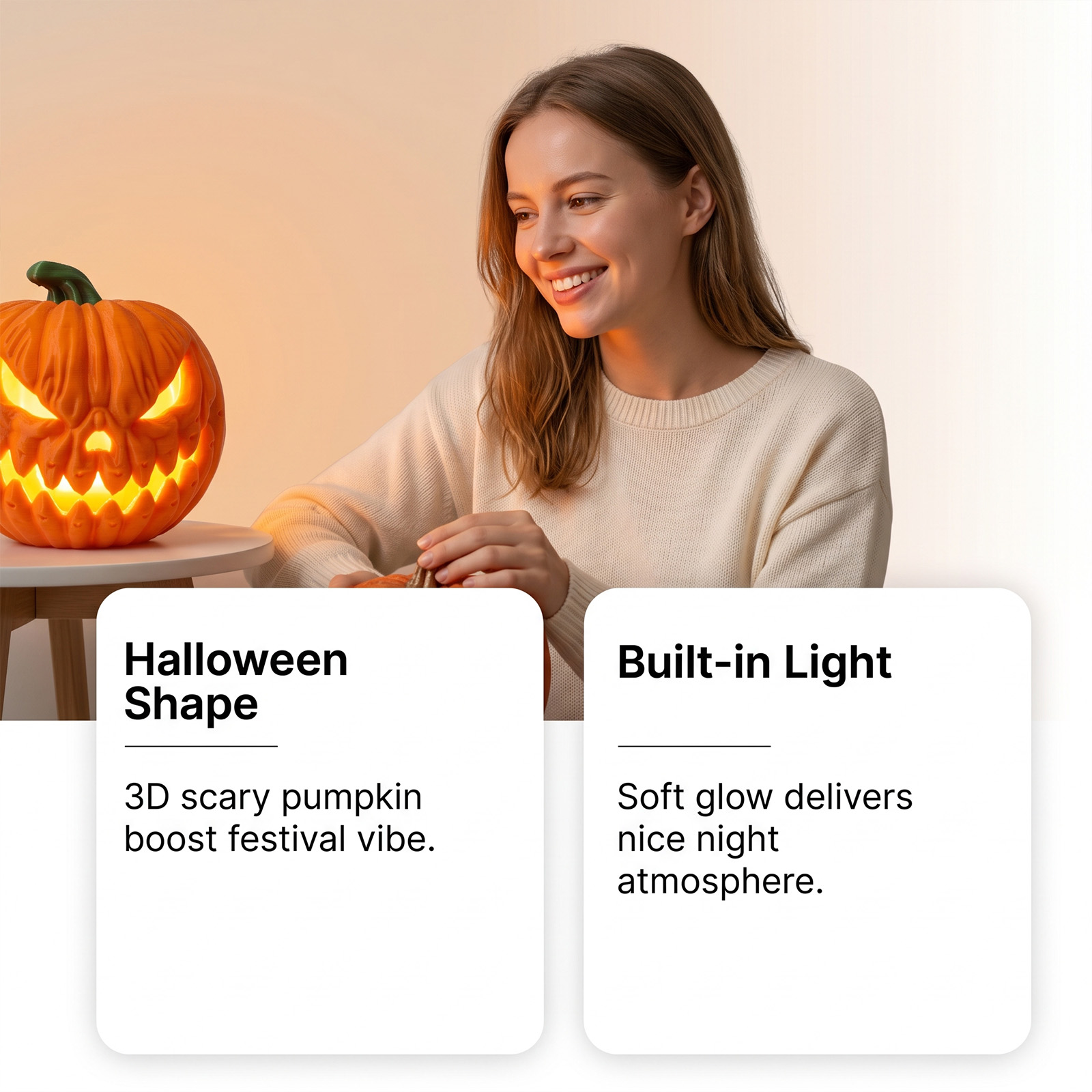Glowing Pumpkin Lamp Interesting Simulation Appearance Halloween Festival Party Multi Scene Applicable Layout Decoration Prop